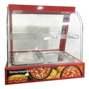Vitrina Mantenedor De Calor Rojo 2 Bandejas 2 Niveles