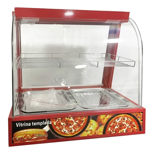 Vitrina Mantenedor De Calor Rojo 2 Bandejas 2 Niveles